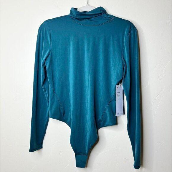 Lululemon NWT Large Storm Teal Wundermost Nulu Turtleneck L/S Thong Cut Bodysuit - Picture 2 of 9